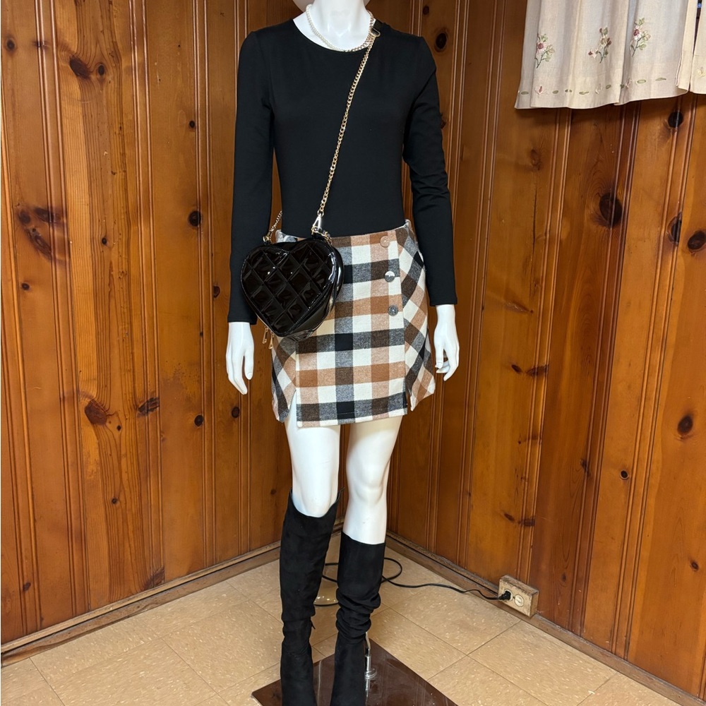 Plaid Brown and Cream Skirt